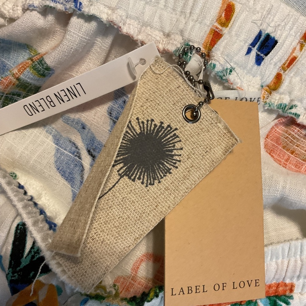 NWT  Anthropologie Label Of Love Tropical Print Wide Leg Linen Blend Pant Sz Lg - Picture 10 of 10